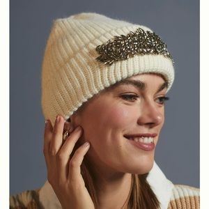 Anthropologie embellished rhinestone beanie
